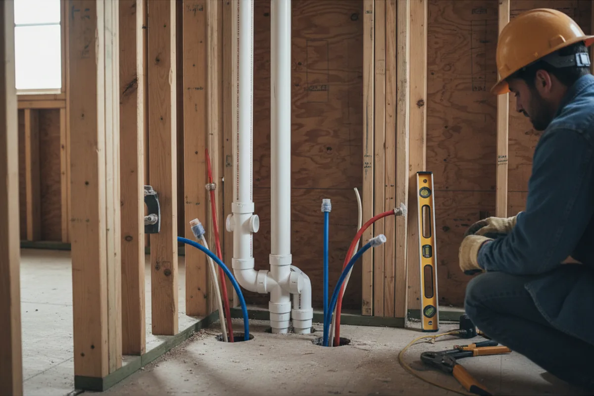 Drain and supply rough-in during Leak Detection in Prospect